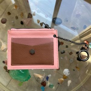 🌸 Genuine 100% Leather 🌸 Keychain Wallet- Pink and Brown NWOT